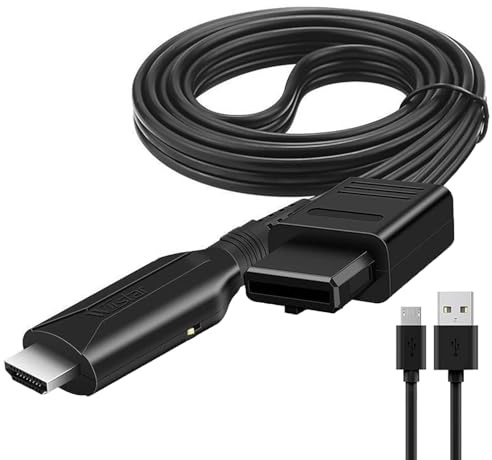 N64-zu-HDMI-Konverter-Adapter, Spielekonsole HD-Video-Konverter mit Stromkabel, Unterstützung für N64, NGC, SNES-Anzeigemodus, Plug-and-Play-HDMI-Anschlusskabel für SNES-zu-HD-Multimedia-Schnittstelle