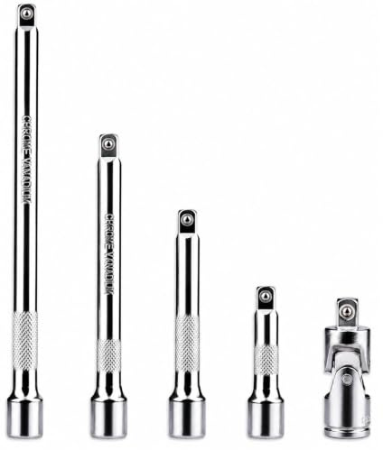Tomoyuki 1/4 Extension Bar Set, 4 Pcs Impact Socket Extension Bar Set | Drive Wobble Extensions Socket Tool for Ratchet Wrench Extender(50mm 75mm 100mm 150mm), With 1 Adpter