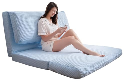 Bett, Klappsofa, Stuhl, Schaumstofffüllung, Extra Dick, 4-Fach Faltbare Bodencouchmatratze Für Erwachsene, Inklusive Abnehmbarem Und Maschinenwaschbarem Bezug Für Das Wohnzimmer Textured Fabric,2
