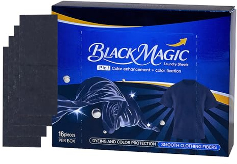 Woalopted Washing Machines Black Dye, 16 Pieces, Intensive Textile Colour, Colour Refresher for Black Fabrics, for T-Shirts, Collars, Jeans, Trousers, Coats