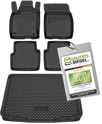 WALSER Kofferraumwanne & Gummi Fussmatten Set für Ford Kuga 3 (DFK) 07/2019-Heute, 100% passgenaue Auto Fußmatten, Antirutschmatte PKW, Auto Gummimatten, Fussmatten Gummi