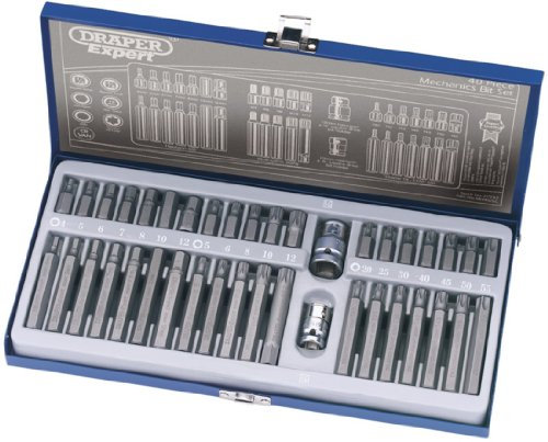 Draper 33323 Torx Tx-Star Spline XZN Hex Mechanics Bit Set, 40 Pieces