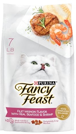 Fancy Feast Purina Filet Mignon Flavor with Real Seafood & Shrimp Dry Cat Food (7 Pound (Pack of 1))