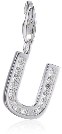 Thomas Sabo Damen-Charm Club-Anhänger Buchstabe U 925er Sterlingsilber mit weißen Zirkonia 0243-051-14