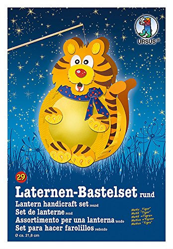 Ursus 18700029 - Laternen Bastelset, Tiger, ca. 21,8 x 21 x 10,3 cm, Durchmesser ca. 21,8 cm, inklusive Vorlagebogen mit Bastelanleitung, zum Selbstgestalten, ideal für den nächsten Laternenlauf
