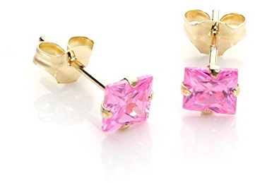 9ct Gold Martini Claw Fitting Pink CZ Stud Earrings