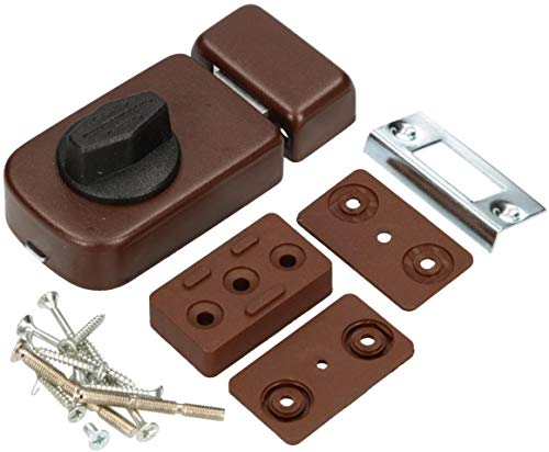 KOTARBAU® Zusatzschloss 3 Farben Kastenschloss Türzusatzschloss Türschloss Schloss Drehknauf Zusatzsicherung Kastenzusatzschloss ohne Zylinder (Braun) 50 mm
