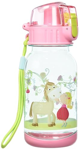HABA 304485 - Trinkflasche Vicki & Pirli, 400ml Kinder-Trinkflasche mit Pferde-Motiv in Rosa für Kindergarten oder Schule, bpa freier Kunststoff, spülmaschinenfest