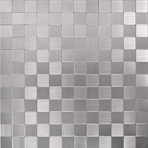selbstklebende Mosaikfliese ALU silber metall Fliesenspiegel Küchenrückwand MOS200-22M25