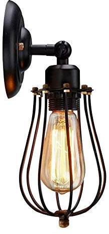Schwarz Vintage Wandleuchte, Retro Industriell Wandleuchte, Drehgelenk Wandleuchte Metall Eisen Lampenschirm, E27 Fassung für Loft Wandelgang Esszimmer