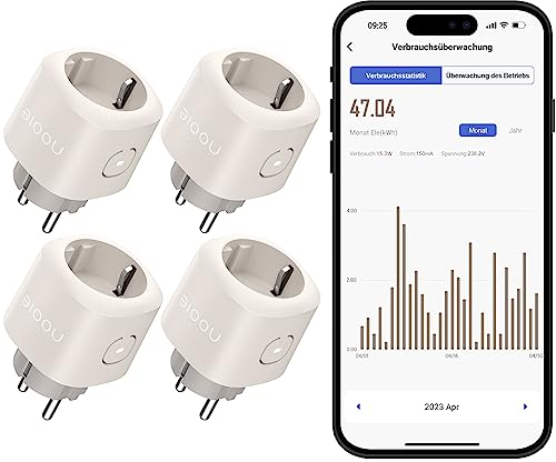 Nooie Enchufe Inteligente WiFi, Horarios y Temporizadores, Compatible con Google Home Amazon Alexa, App Control, No Necesita HUB, 2,4 Ghz