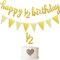 6 Monate Happy Birthday Banner - Happy 1/2 Birthday Funkeln 1/2 Halbes Jahr Kuchen Topper Dreieck Flagge für Baby Shower Geburtstag Party Dekoration, Vorgespannt (Gold)