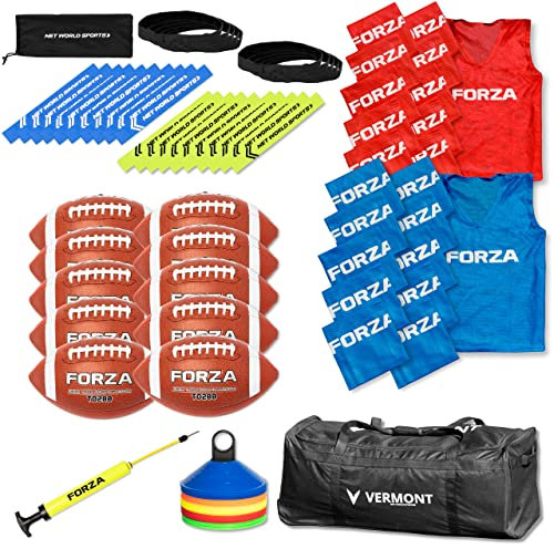 Full American Flag Football School Set | American Flag Football Set for Outdoor Games, Beach Games & Garden Games | American Football Equipment | 4 Ball Junior (9-12)