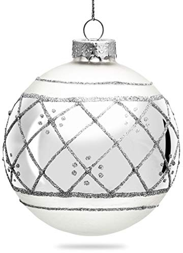 Sikora Highlights 4er Set ausgefallene Christbaumkugeln aus Glas Silber, Farbe/Modell:Modell Wien Silber, Höhe in cm:8 cm