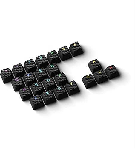 HK Gaming Rubber Keycaps | Anti-Slip Texture | Doubleshot Backlit Keycap Set | 23 OEM Profile Keys | For Mechanical Keyboard | Compatible with Cherry MX, Gateron, Kailh | Black
