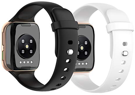 Chofit Ersatz-Armband kompatibel mit Oppo Watch 46 mm, weiches Silikon, Sportarmband, Ersatzarmband, Uhrenzubehör für Oppo Watch 46 mm Smartwatch, 2 Stück (Schwarz+Weiß)