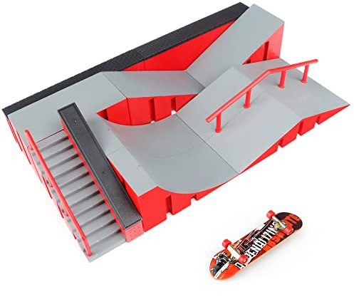 MOMSIV Mini Finger Skateboard, Lustiges Skatepark Board mit Rampenzubehör für Kinder (B)