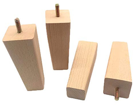 JIAOLUN123 4 Stück Möbelbeine Möbelfüsse Holz Ersatz Möbelfüße aus Holz Sofafüße Platz Tischbeine Platz Massivholz Holzfarbe Aus Eiche für Stühle Bett Schrank(15cm)