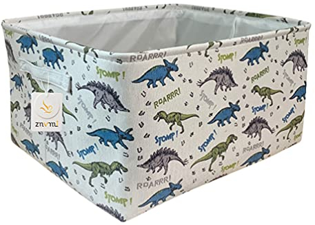 Znvmi Faltbare Aufbewahrungskorb Dinosaurier Aufbewahrungsbox Verdickte Stoff Kinderzimmer Organizer mit Griff für Kleidung, Spielzeug, Bücher, 40 x 34 x 19 cm, Mittel