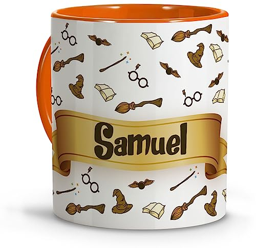 LolaPix Tazas Harry Potter. Tazas Personalizadas. Tazas con Frases. Tazas Desayuno Originales. Regalos Personalizados. Harry Potter.Taza cerámica 330ml. Tazas asa e Interior Naranja