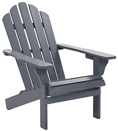 Tidyard Holz Gartensessel Deckchair Gartenstuhl Gartenliege Sonnenliege 70,5 x 96 x 92 cm (B x T x H),Relaxliege Liegestuhl Adirondack Stuhl Gartenmöbel Max.Tragfähigkeit: 110 kg, Grau