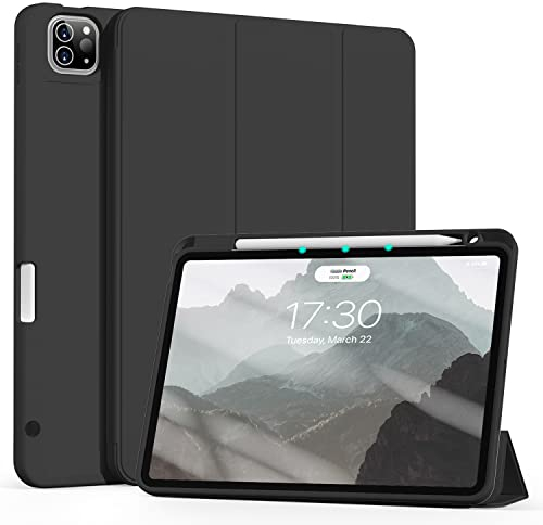 ZOYU Coque pour iPad Pro 11 avec Porte-Stylo 2022/2021/2020, Prend en Charge la Recharge du Pencil 2, Smart Folio Stand Housse pour iPad Pro 11 Pouces, Auto Sleep/Wake, Noir