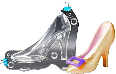 TUKE 3D Polycarbonat Schokoladenformen mit Clips High Heel Schuhform DIY Kristall Gelee Damen Schuhe Form Süßigkeiten Kuchen Dekoration Desserts Fondant Modell Backen Gebäck (XS_11,5 x 8,1 x 3,6 cm)