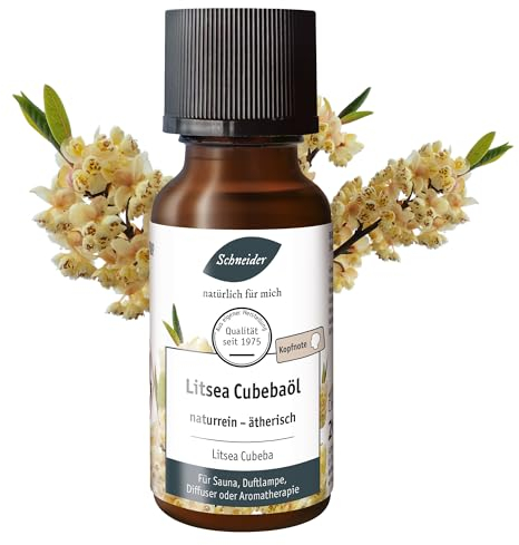 Saunabedarf Schneider Litsea Cubebaöl – ätherische Ölmischung naturrein – 20 ml Inhalt – wohltuender Lufterfrischer