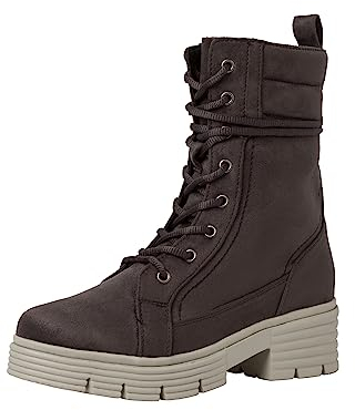 Jana Damen Stiefeletten mit Absatz mit Schnürsenkeln und Reißverschluss Blockabsatz Weite H Mehrweite, Grau (Asphalt), 42 EU