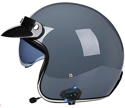 Letetexi Bluetooth Integral Casque Moto Demi-Jet Homme ECE Homologué Casque Semi-Ouvert Casque Jet Urbain Casque Moto Et Scooter Compact Femme Adulte Anti Scratch Visiere