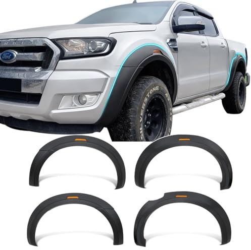 JHCHAN Kotflügelverbreiterung für Ford Ranger T7 T8 2015-2022 Wildtrak Limited Tremor Wildtrak X Platinum XL XLT Raptor, Extra Breit 5 Radkastenverlängerung und Schmutzfänger