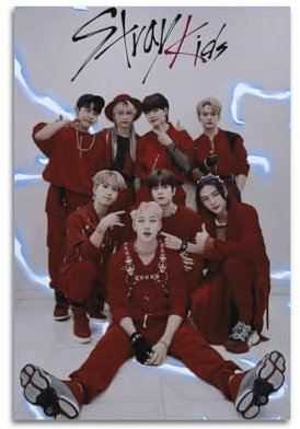Skz Poster Stray Kids Kpop Poster, Wandkunstdruck, Retro-Ästhetik, Raumdekoration, Bürodekoration, 30 x 45 cm, ungerahmt