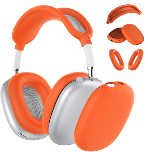 Silicone Case Cover for AirPods Max Headphones,Ear Pad Case Cover/Ear Cups Cover/Headband Cover for AirPods Max (USB-C/Lightning)(2024/2020),Accessories Silicone Protector for Apple AirPods Max,Orange