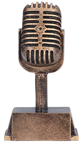 Jauarta Synthetic Resin Musical Award Trophy, Decorative Microphone Table Ornament for Home Singing Competition