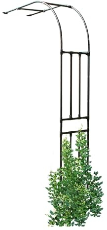 Gaommini Gartenlauben Schwarzer Gartenlauben aus Metall Halbseitiger Bogen Breite 60 90 120 150 180 220 240 cm Pergola-Spalier für Kletterpflanzen Blumenständer(150x240x40CM/4.9x7.9x1.3ft)