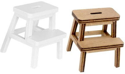 WOONEKY 2stücke Miniatur Hocker Aus Holz Teiliges Puppenhaus Zubehör Und Vintage Holz Für Kreative Miniaturmöbel-Dekoration Und Stilvolle Wohnaccessoires
