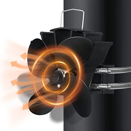 YRHome Ventilador de chimenea de 4 hojas, ventilador de estufa, ventilador silencioso para estufas de leña, tubos de chimenea y chimeneas, distribución eficiente del calor sin electricidad para