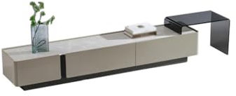Console TV en marbre avec table basse en verre et meuble de rangement pour salon moderne et meuble TV