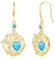 FANCIME Tree of Life Earrings 925 Sterling Silver Yellow Gold Plated Turquoise Dangle Drop Gemstone Earring December Birthstone Fine Jewellery Birthday Gifts for Her Women