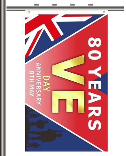 Flagge des 80. Sieges 2025, 2025 Europa-Banner, Polyester-Dekorationswerkzeug für verschiedene Partys, Feiern, Versammlungen