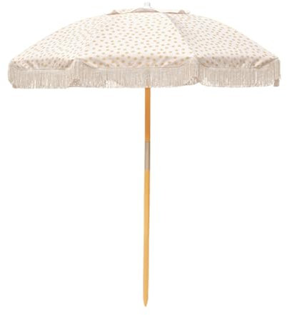 Parasol de Jardin d'extérieur, Parasol de terrasse d'extérieur avec Sac de Transport, Parasol de Plage avec Franges | Parapluie à Pompon Vintage, Parapluie à Pompon Pliable en Bois de Qualit