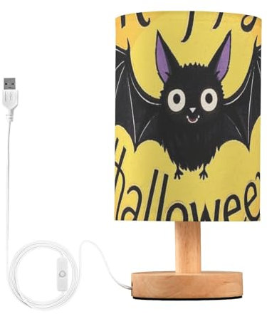 EtherSpher Happy Halloween dessin animé mignon chauve-souris noire lampe de table décorative chambre à coucher lampe de chevet enfants lampe de table de chevet pour garçons avec port USB lampara de