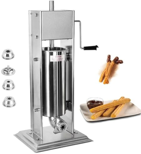 machine churros 3l/5l/7l machine a donuts verticale en acier inoxydable avec 4 buses avec formes distinctes, churrera professionnelle pour churros et matraques,7L