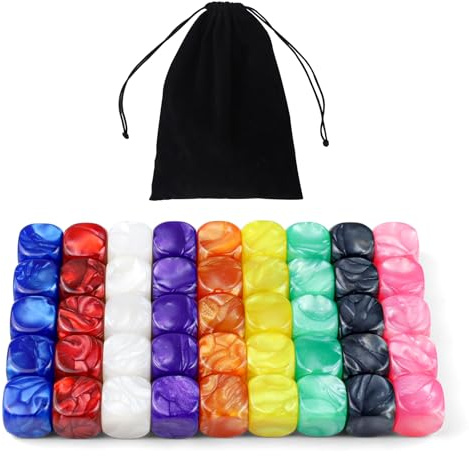 Gerundetes Leeres Sechs, 16 mm Bunte DIY Würfel, 45PCS Acryl Blanko-Würfel