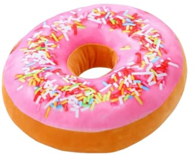 TONGMAN Donut-Dekokissen, lustiges 3D-Kissen, in Lebensmittelform, ultraweicher Plüsch für Sofa, Stuhl, Boden und Couch, dekoratives, bequemes Sitzkissen, 40 cm (Rosa)