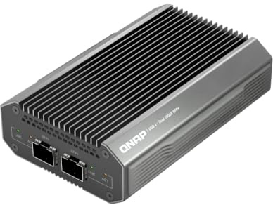 QNAP QNA-UC10G2SF USB 4 Type-C to Dual-Port 10GbE SFP+ Network Adapter, Compatible with USB 4 and Thunderbolt 3/4 Ports