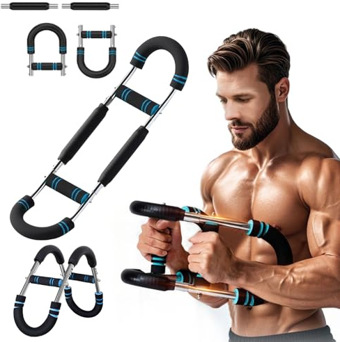 Twister Armtrainer, Verstellbares Brust Trainingsgerät & Muscle fit Gerät (30-50 kg / 60-110 lb), 3 Stufen Portable Power Twister Stange mit abnehmbarem Design，Fitnessgeräte für Zuhause, Büro & Reise