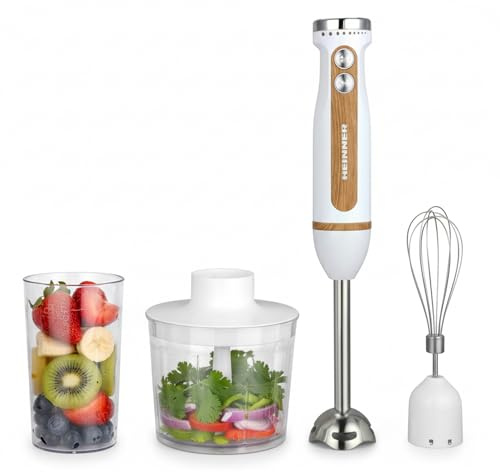 HEINNER HB-DC600WH 6-in-1 Elektrischer Stabmixer, 600W Pürierstab mit Zerkleinerer, 700ml Mixbecher & 500ml Zerkleinerungsbehälter, 3 Jahre Garantie