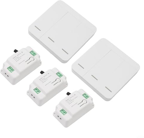 GLFLOW Kabelloses Lichtschalter-Set mit Fernbedienung, 3-Gang mit 3 Empfängern für flexible Beleuchtungslösungen ohne Neuverdrahtung