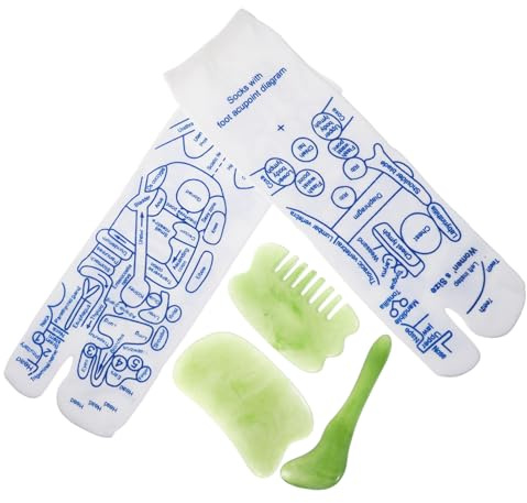Akupressur Reflexzonen Socken mit Massagegerät für Damen 1 Satz | Polyester und Kunstharz, Massage Stab und Trigger Pen Enthalten, Fußdruckpunkt Anwendung